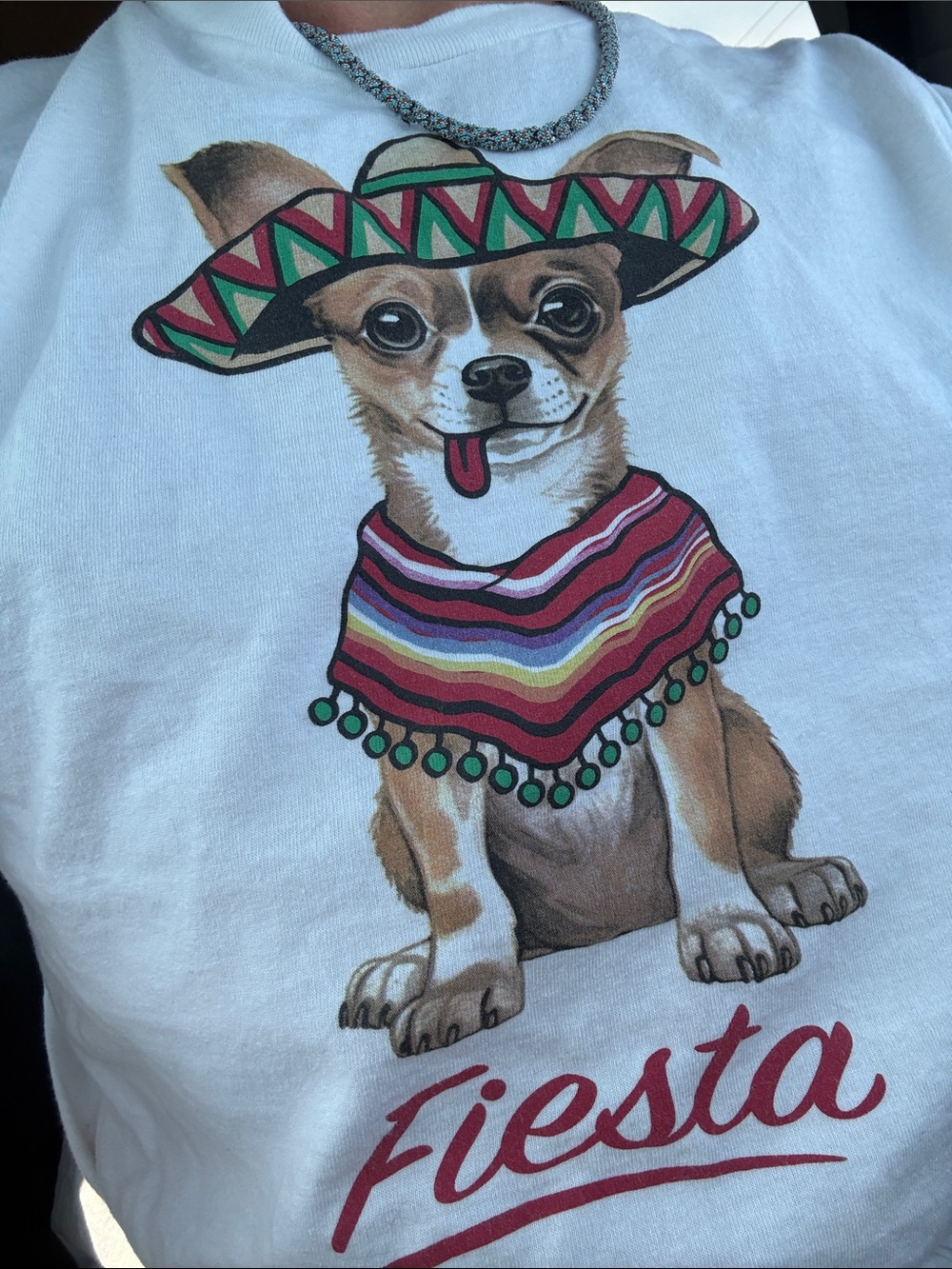 Riot Society White T-Shirt with Multicolor Chihuahua Fiesta Graphic